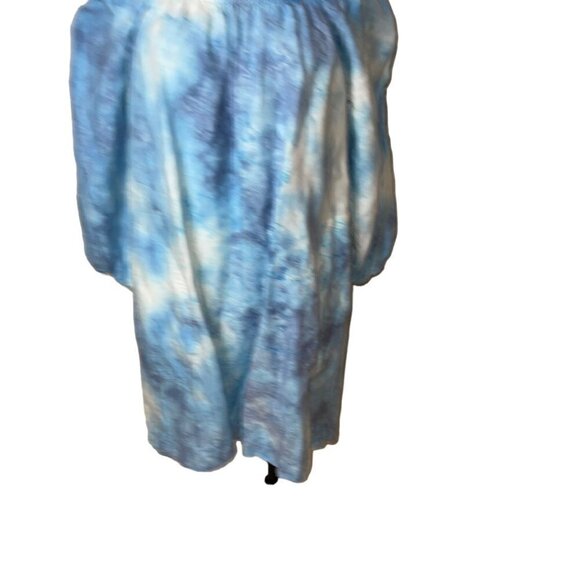 River Sky Womens Dress Size Medium Blue Linen Melody Off The Shoulder Tie Dye - Picture 7 of 7